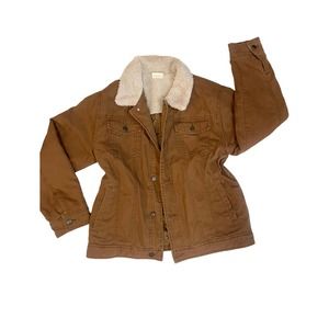 Tan Cargo Jacket with Fuzzy Collar